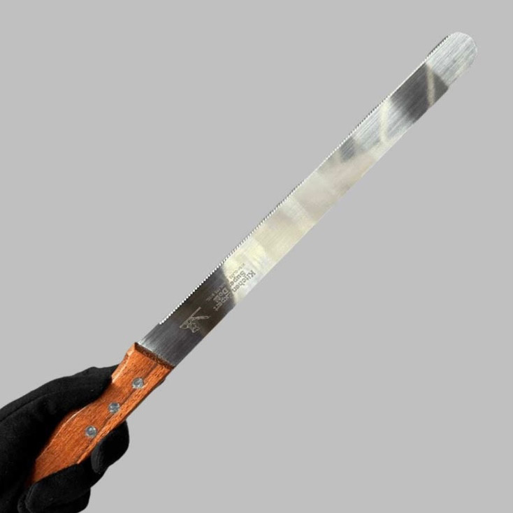 چاقو دنده ریز 30 سانت دسته چوبی
